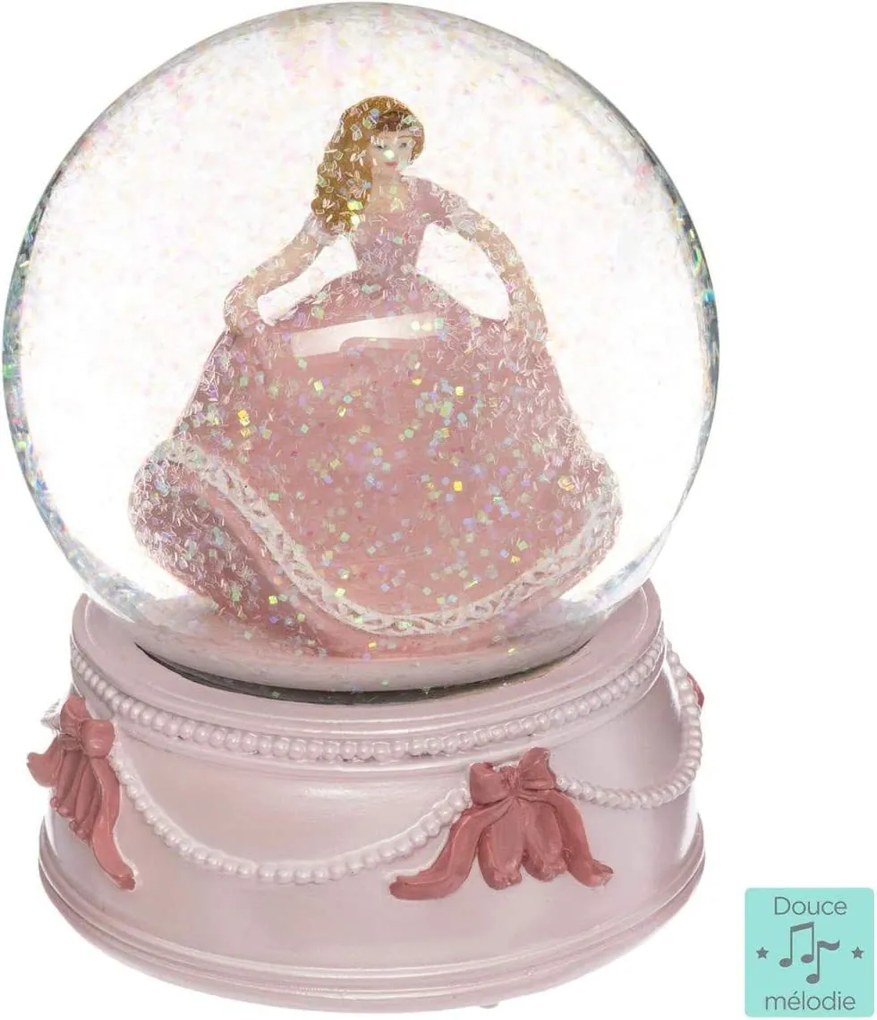 Glob de zăpadă cu o cutie muzicală și o prințesă
