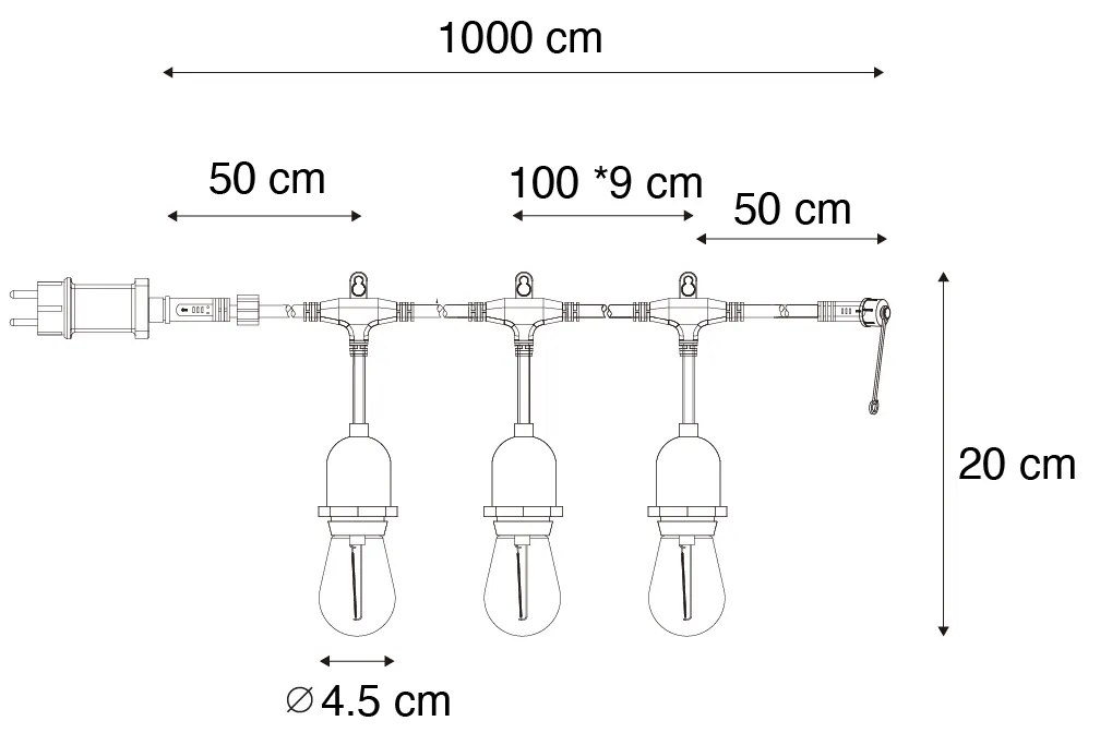 Ghirlanda LED 10 metri 10 lumini luminoase IP44 - Chill