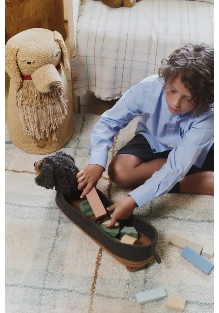 Coș de jucării pentru copii maro închis din material textil 59x16x23 cm Sparky – Lorena Canals