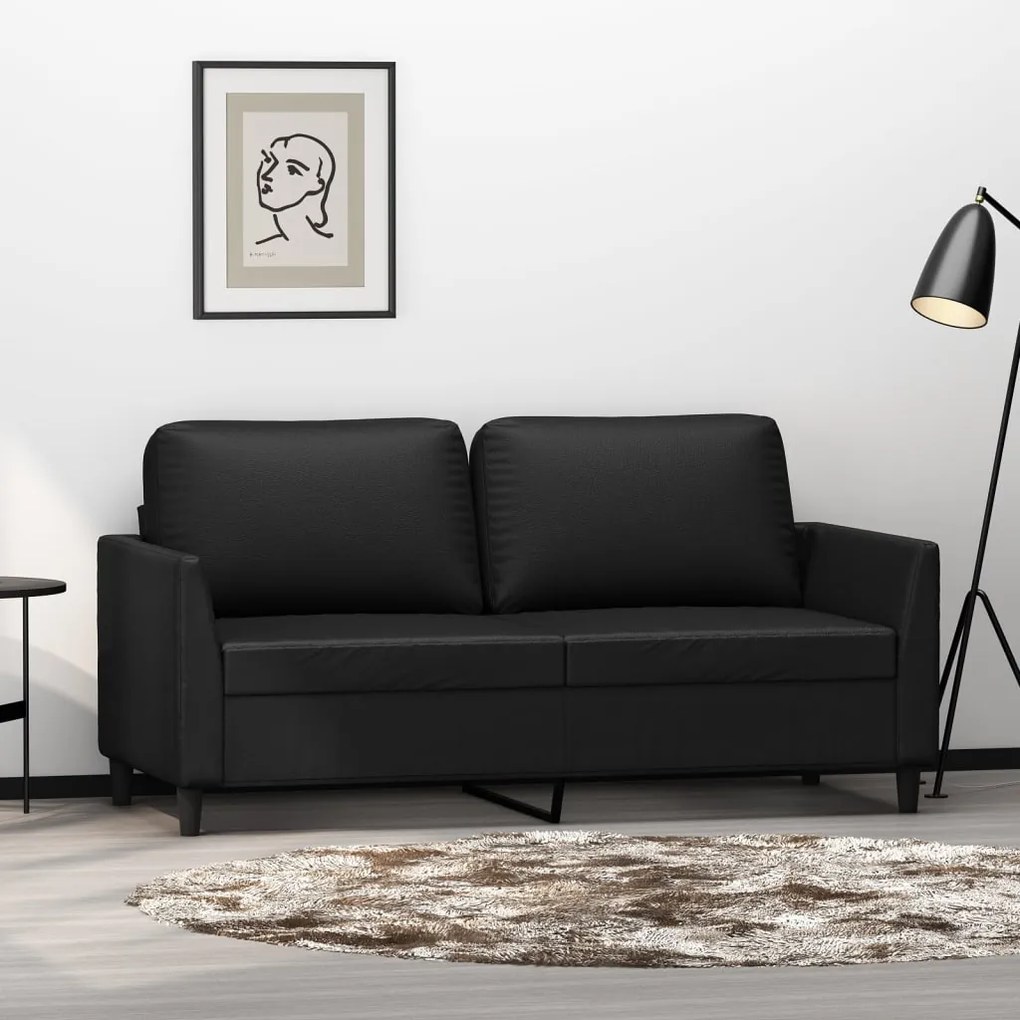 348917 vidaXL Canapea cu 2 locuri, negru, 140 cm, piele ecologică