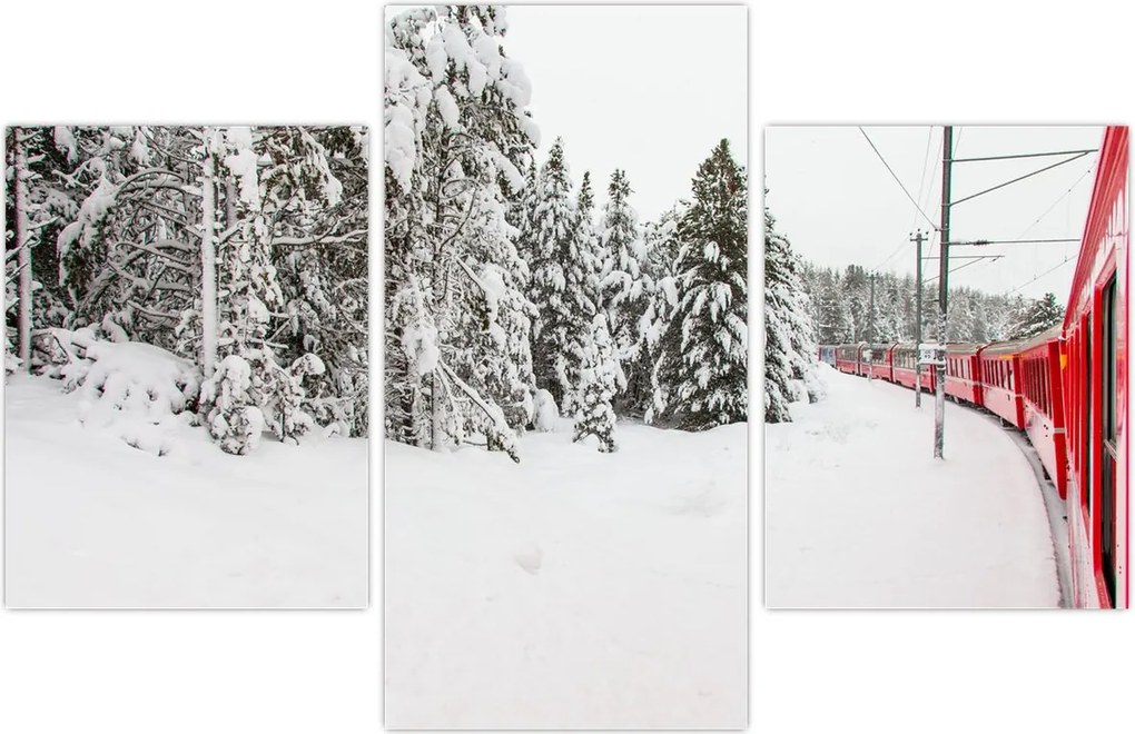 Tablou - Tren într-un peisaj înzăpezit (90x60 cm)