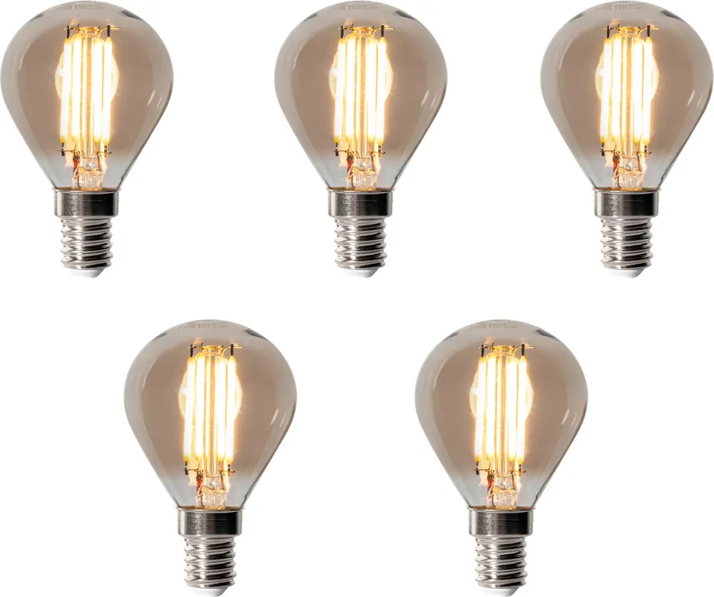 Set de 5 becuri LED E14 estompabile P45 fum 5W 470 lm 2200K