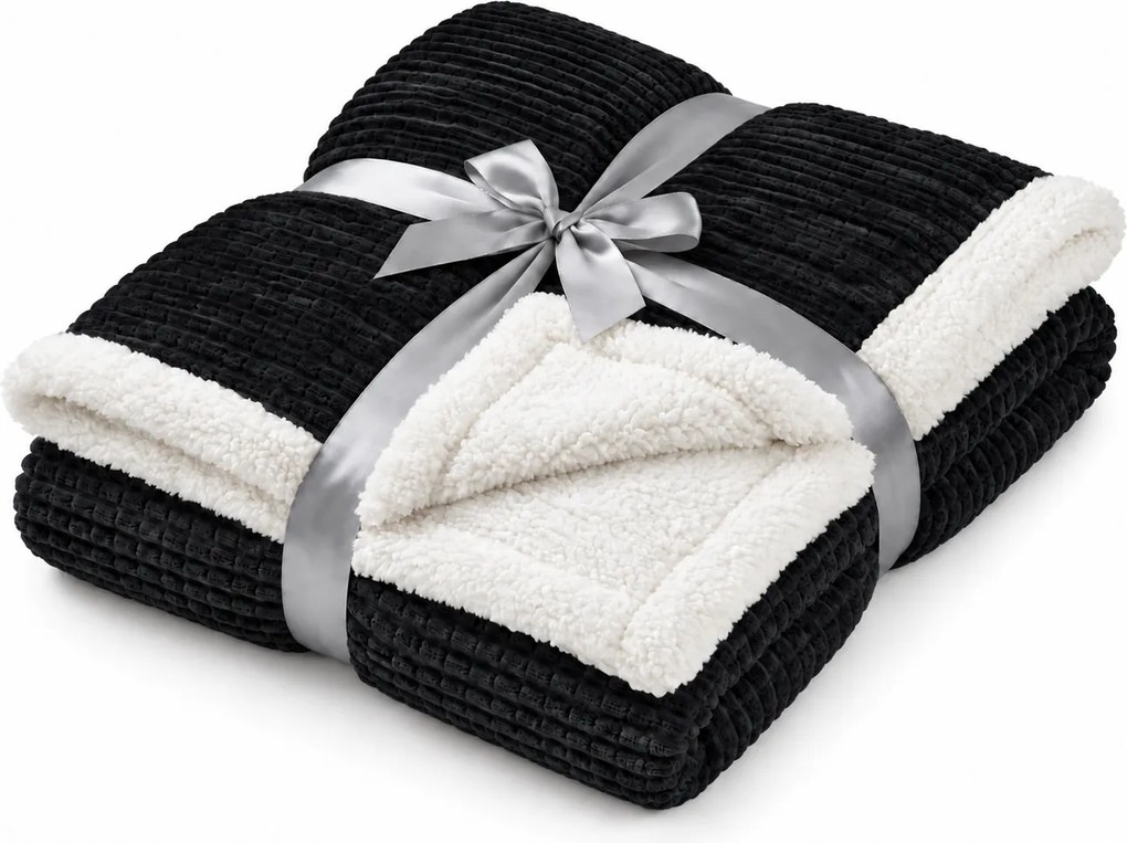 Patura imitatie de miel BRICKY, neagra Dimensiune: 150 x 200 cm
