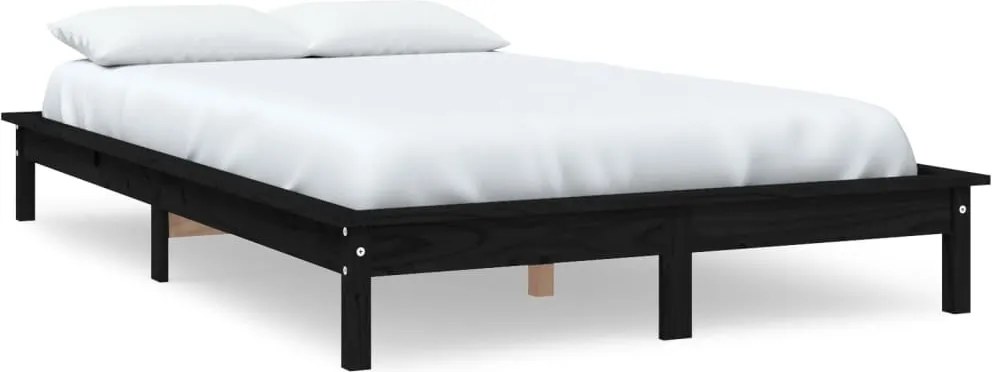 vidaXL Cadru de pat, negru, 160x200 cm, lemn masiv de pin