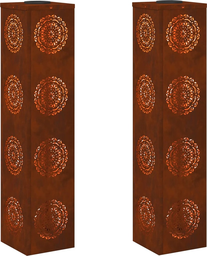 vidaXL Lumină LED Solară pentru Alei 2 pcs Ruginit