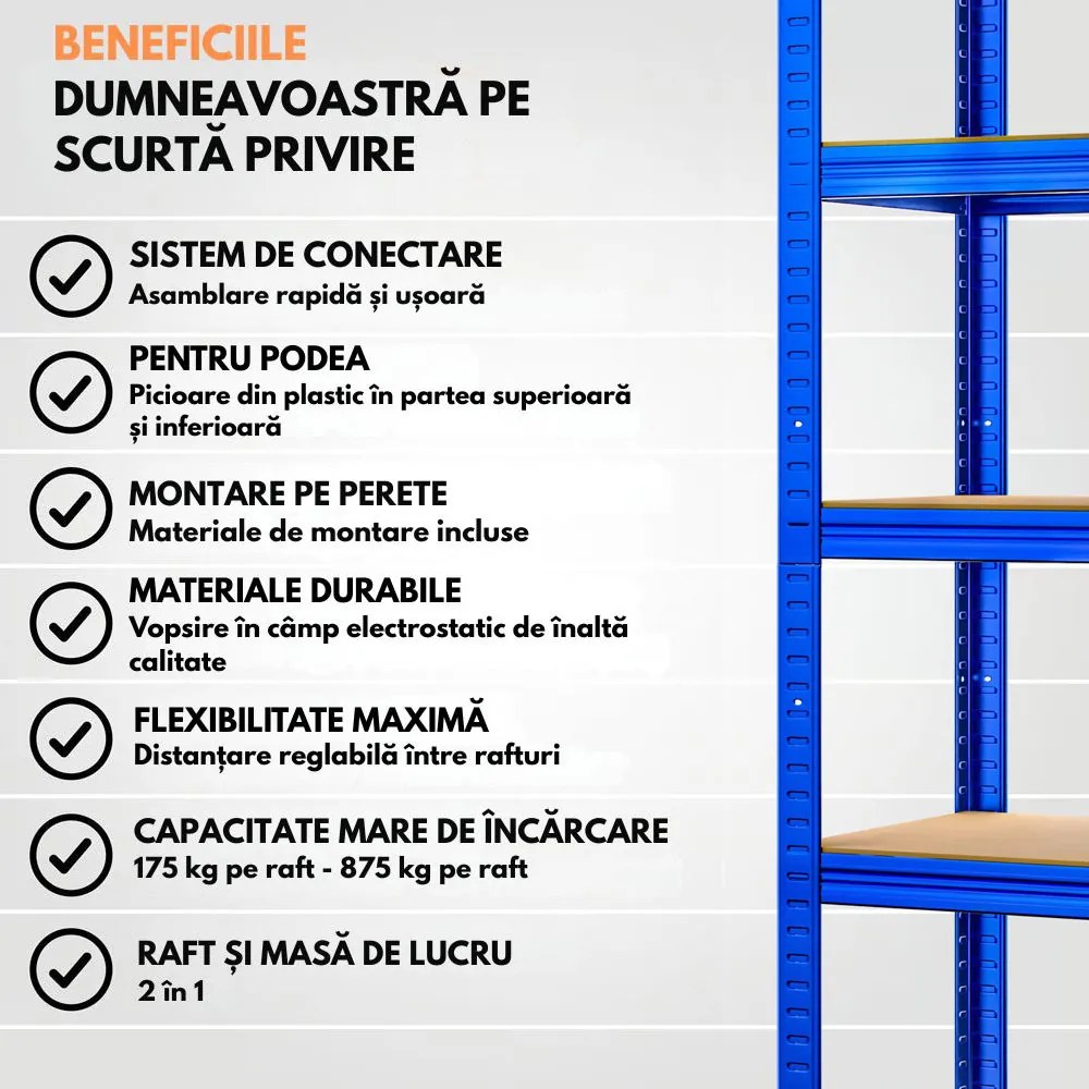 Raft cu capacitate mare HEAVY, max. 875kg, 90x40x180cm, albastru Monzana