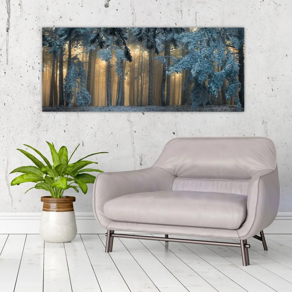 Tablou cu pădure înzăpezită (120x50 cm)