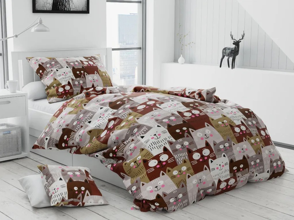 Lenjerie de pat din bumbac Culoare maro, WAGGA + husa de perna 40 x 40 cm Dimensiune lenjerie de pat: 70 x 90 cm | 140 x 200 cm