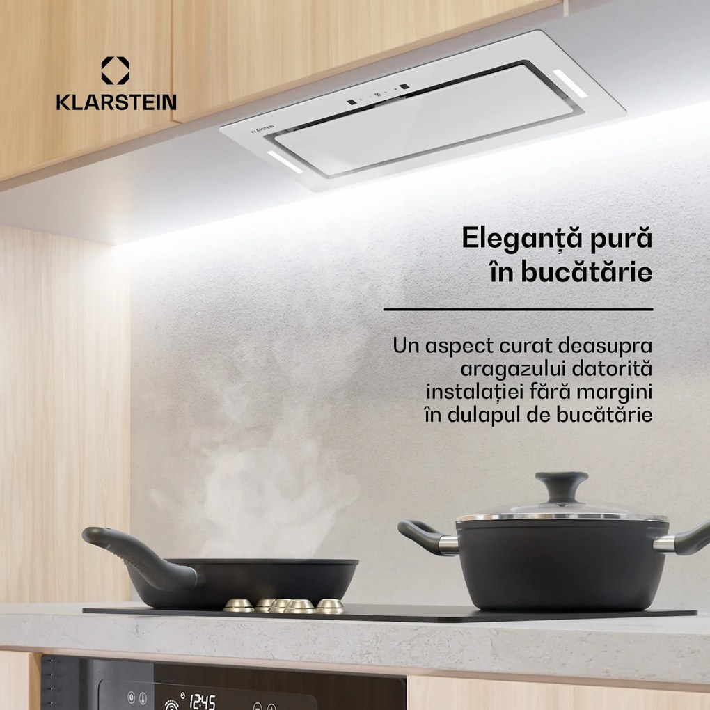 Klarstein Hektor Eco, hotă, 60 cm, 466 m³/h, control tactil, sticlă
