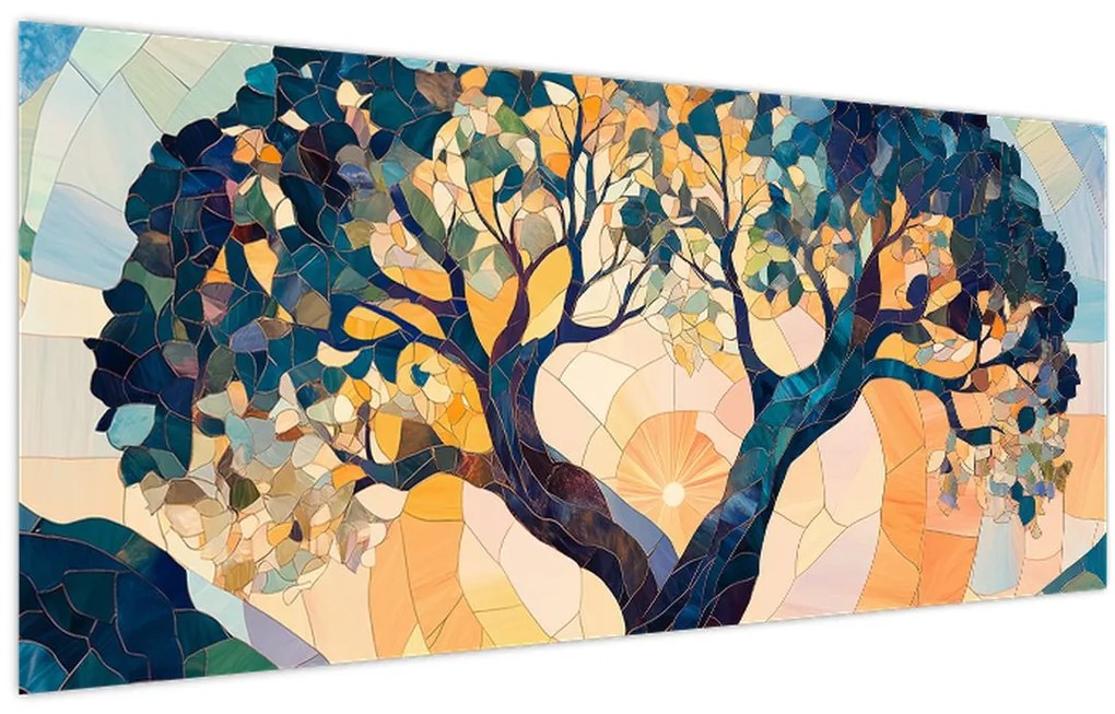 Tablou – Mozaic – soare și arbore II. (120x50 cm)