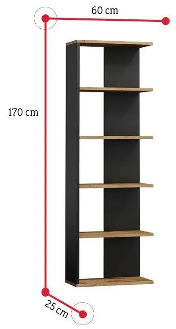 Expedo Raft LONER, 60x170x25, stejar wotan/negru