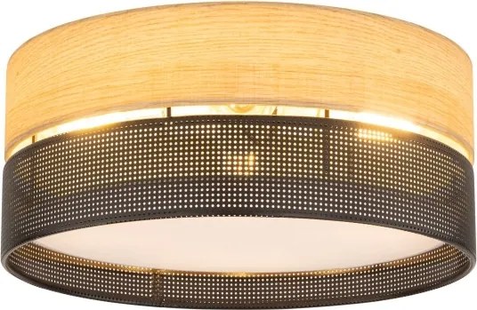 Plafonieră NICOL 4xE27/15W/230V Ø 50 cm furnir/negru