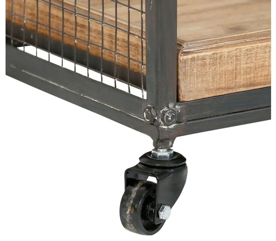 Raft organizator cu roti, din metal si MDF, 4 rafturi, Trolley