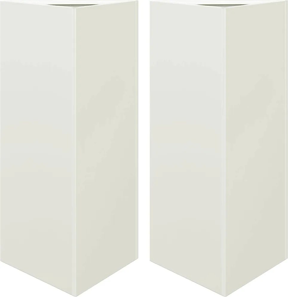 vidaXL Jardiniere grădină, 2 buc., alb, 40x34,5x70 cm, oțel, triunghi