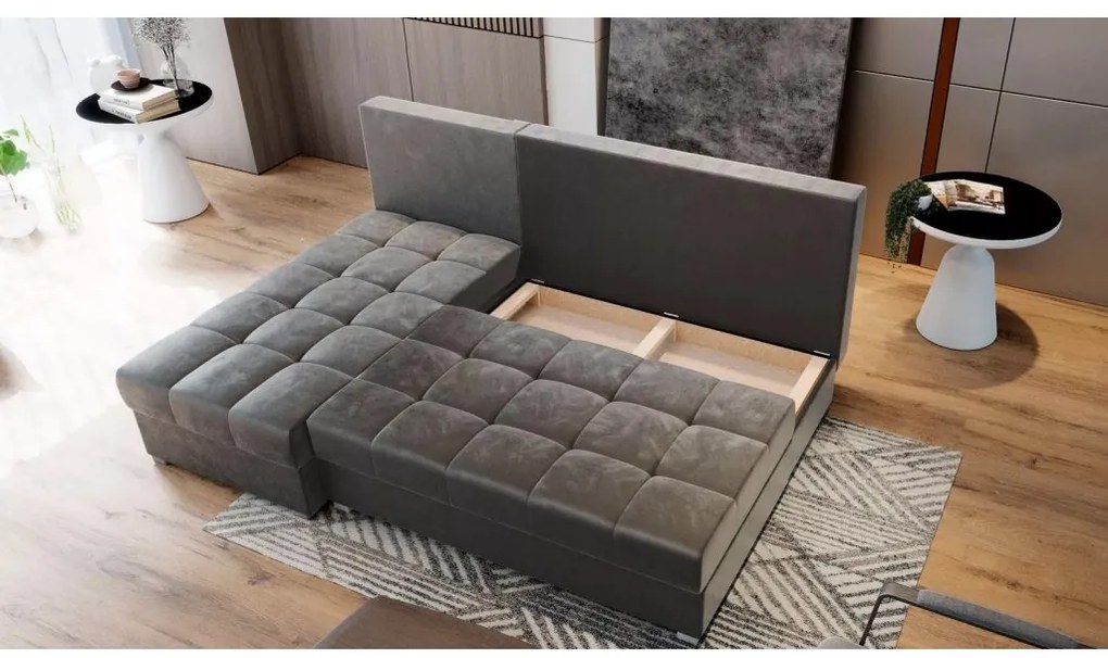 Reducere Canapea Coltar Extensibila ZENA, Gri Inchis, Reversibila Calitate II