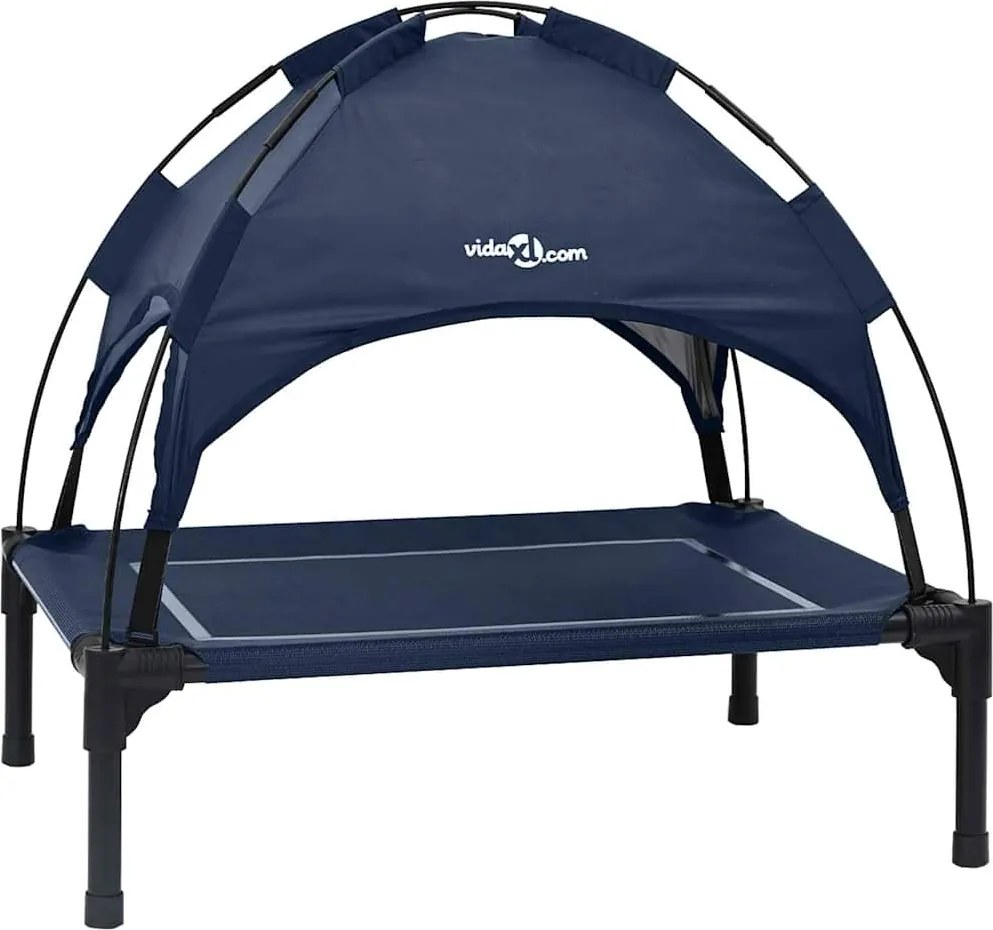 vidaXL Pat pentru câini Manual Albastru marin 71 x 64 x 71 cm Oțel