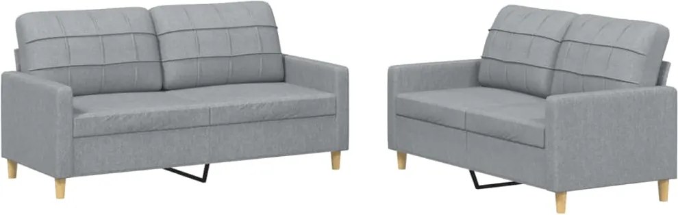 vidaXL Set de canapele cu perne, 2 piese, gri deschis, textil