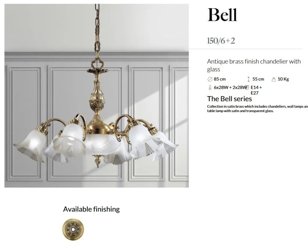 Candelabru 6 brate LUX design clasic realizat manual Bell
