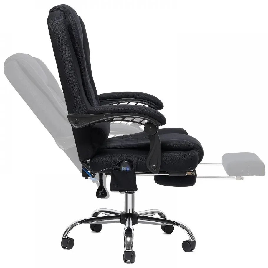 RESIGILAT- Scaun directorial cu Masaj, functie sezlong, suport picioare, SIB 075M, material textil, Negru