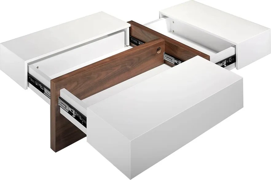 Masuta eleganta design LUX cu spatiu de depozitare Glossy White AC 2060