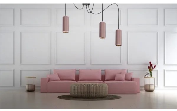 Lustr AVALO 3xE27/60W/230V cablu roz/miediu
