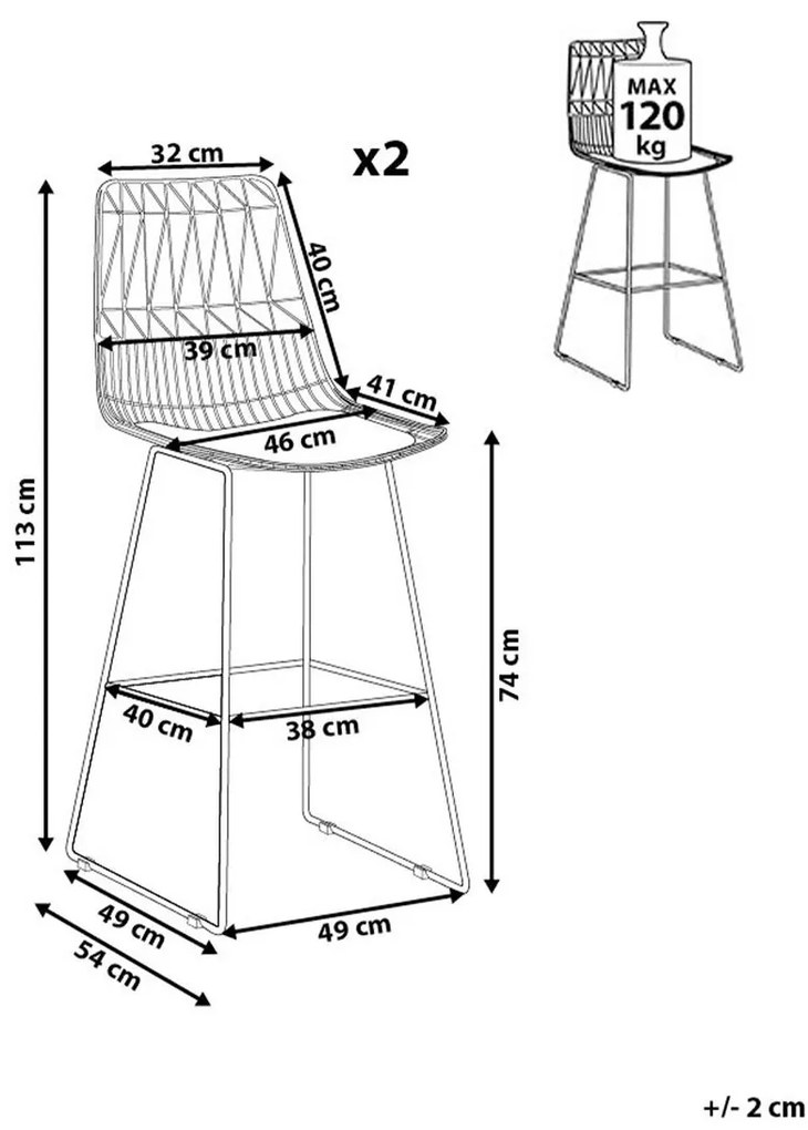 Set scaune tip bar 2buc. Pesto (auriu). 1010033