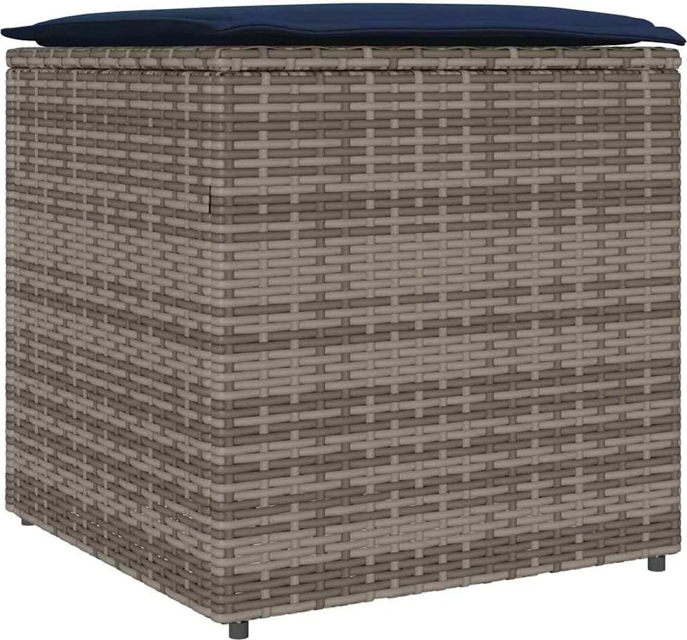 vidaXL Cutie pentru perne cu depozitare Gri 50 x 50 x 50 cm poliratan