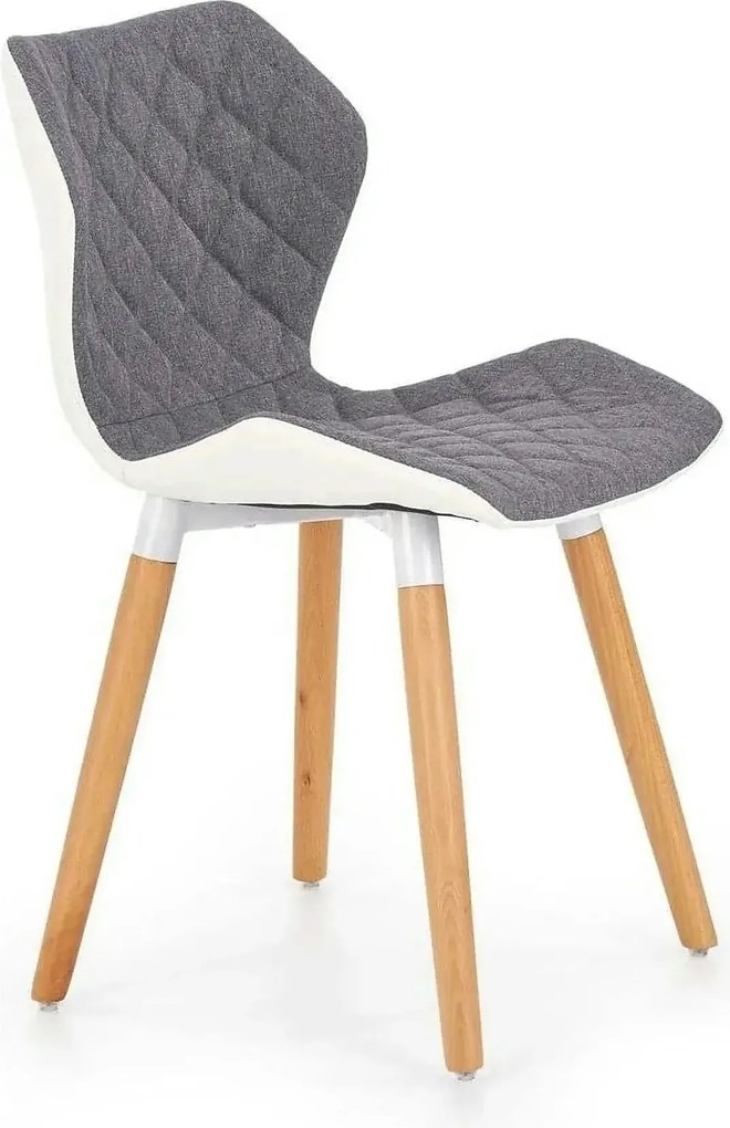 Scaun sufragerie K277, gri/alb/stejar, stofa clasica/lemn, 48x51x76 cm