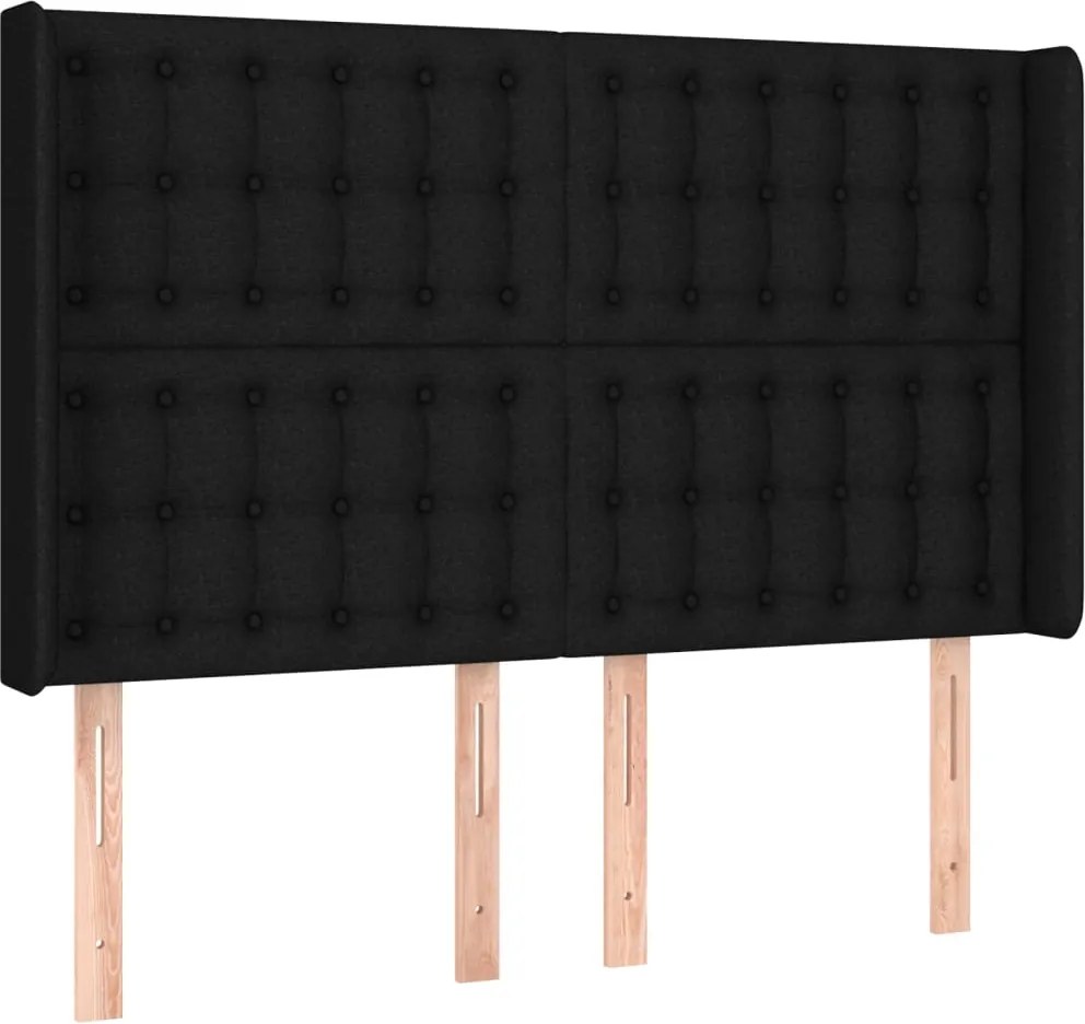 vidaXL Tăblie de pat cu aripioare, negru, 147x16x118/128 cm, textil