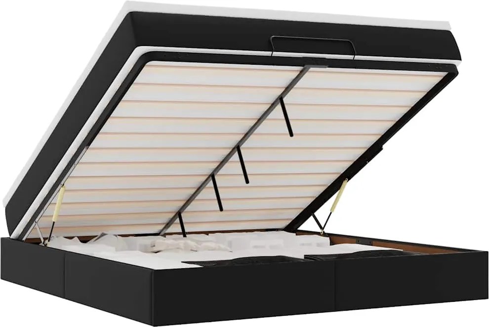 vidaXL Cadru de pat otoman saltele Negru 180x200cm piele artificială