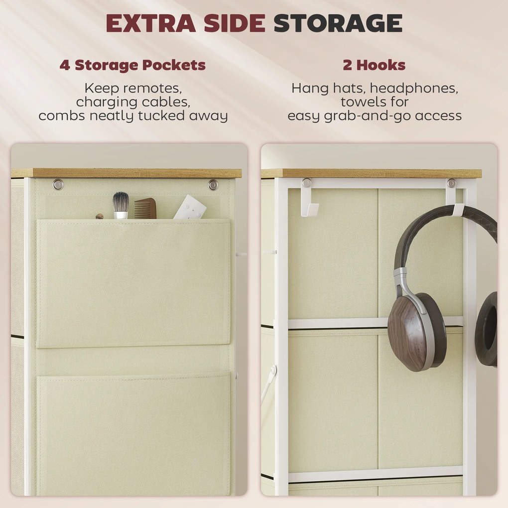 HOMCOM Comodă cu 8 sertare pliabile, cu 4 buzunare de depozitare și 2 cârlige | Aosom Romania