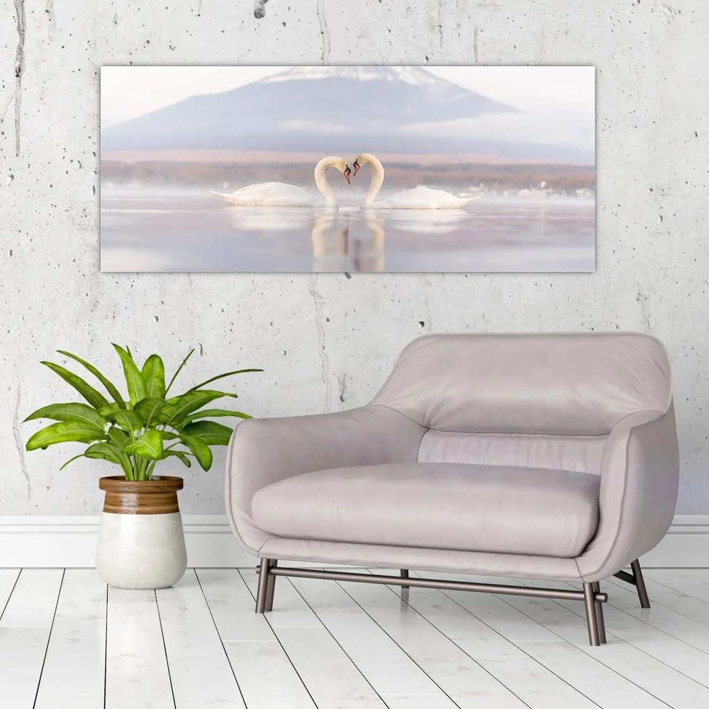 Tablou - Lebede îndrăgostite (120x50 cm)