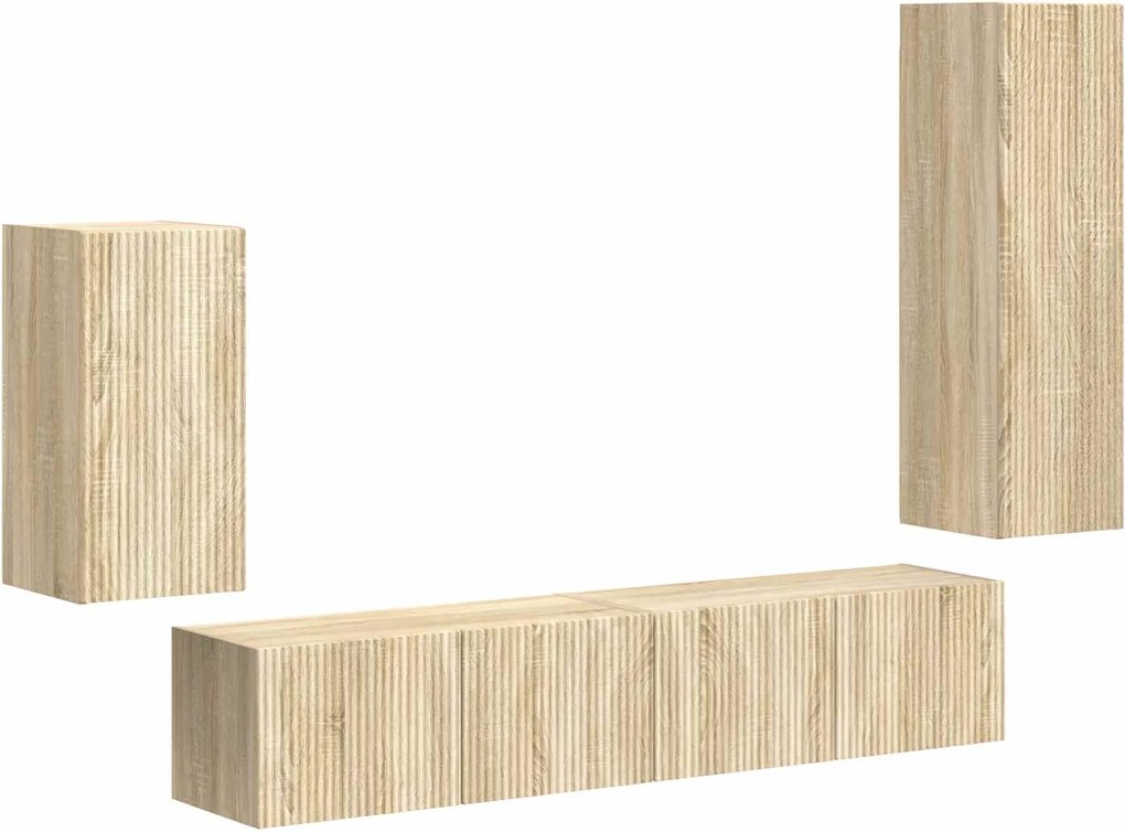 vidaXL Set comodă TV Pe perete 4 pcs Stejar Sonoma Lemn compozit