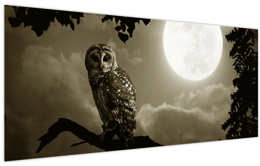 Tablou - Bufniță de noapte, auriu (120x50 cm)