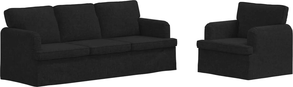 vidaXL Set de canapea 2 pcs Negru 144 x 80 x 85 cm țesătură