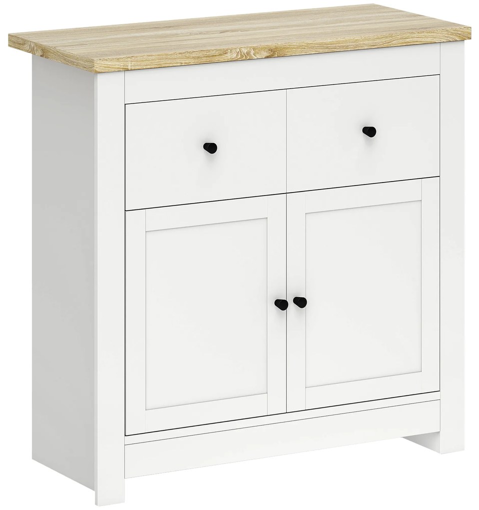 HOMCOM Comodă cu mult spațiu de depozitare, Dulap cu uși Soft-Close, 2 sertare, raft reglabil, Alb | Aosom Romania