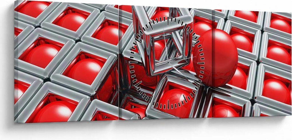 Tablou - Abstract metalic 3D (cu ceas) (90x30 cm)