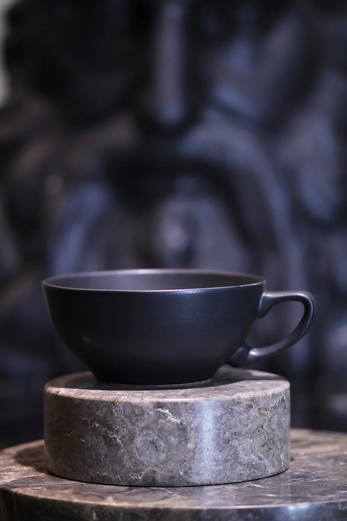 Ceasca Vulcano Adora, 250ml, Negru Mat Carbon Indigo (ceai, cappuccino, flat white) Design Special