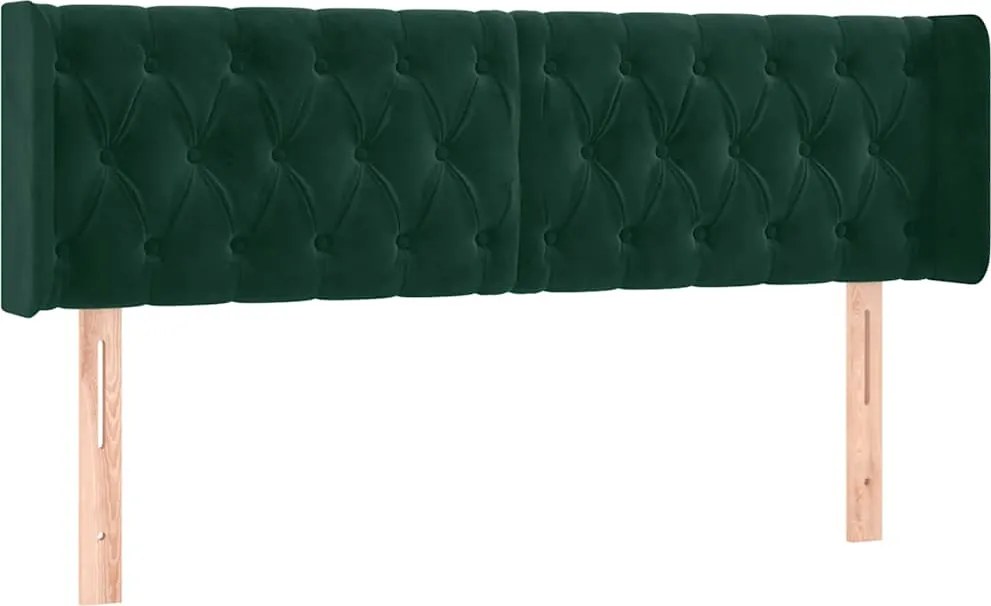 vidaXL Tăblie de pat cu aripioare verde închis 147x16x78/88 cm catifea