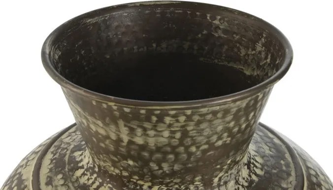 Vază decorativă tinaja patinată verde din aluminiu cu structură din aluminiu, "Verdaro"