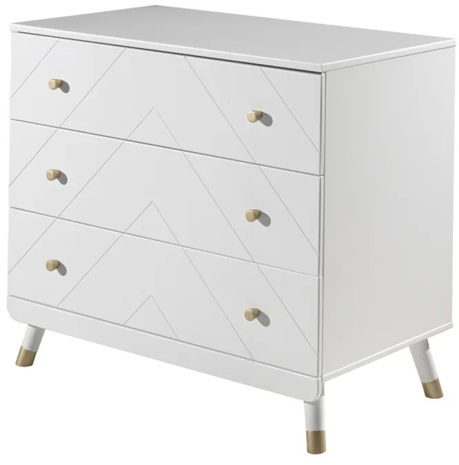 Set Pat Single, Noptieră și Comodă BILLY pentru Copii, 3 Piese, 90x200 cm, Alb Satinat (Pin Masiv și MDF) – Billy – Vipack