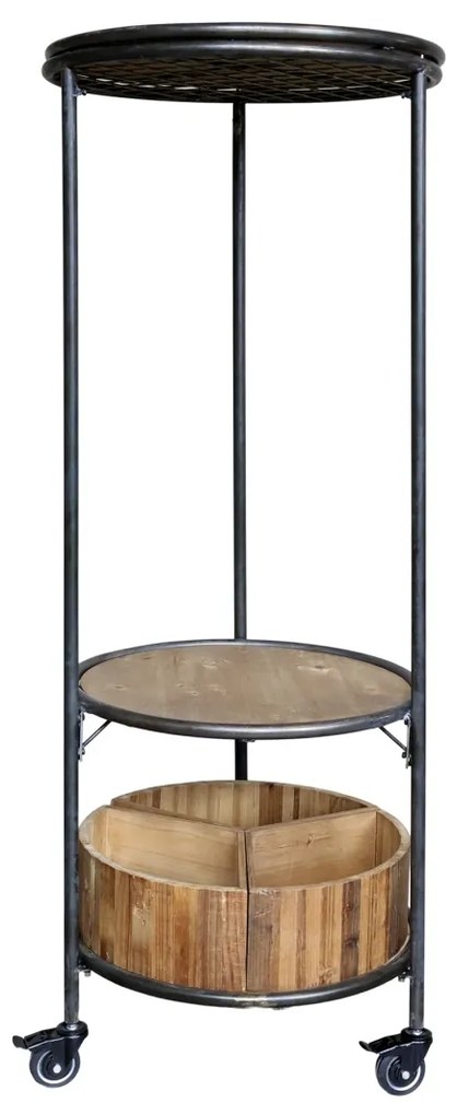 Etajera din lemn reciclat, metal si MDF, cu 3 rafturi