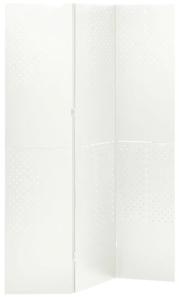 335896 vidaXL Paravan de cameră cu 3 panouri, alb, 120x180 cm, oțel