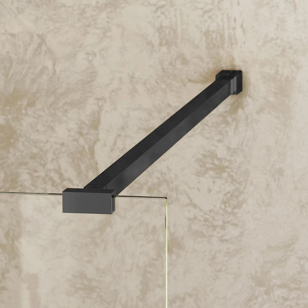 Paravan de dus fix, 80x200 cm, sticla securizata 8 mm, profil negru, Roth Melina 800x2000 mm, Negru