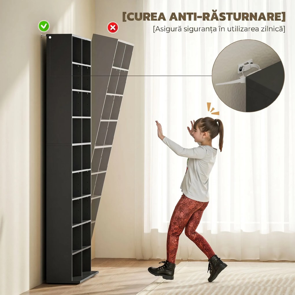 HOMCOM Raft pentru CD-uri cu 14 Rafturi Reglabile pentru 640 CD-uri/360 DVD-uri Negru | Aosom Romania