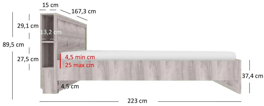Pat matrimonial 160 cm Japon (castan nairobi) (cu somieră) (cu sp. depozitare) (s policami). 1116901