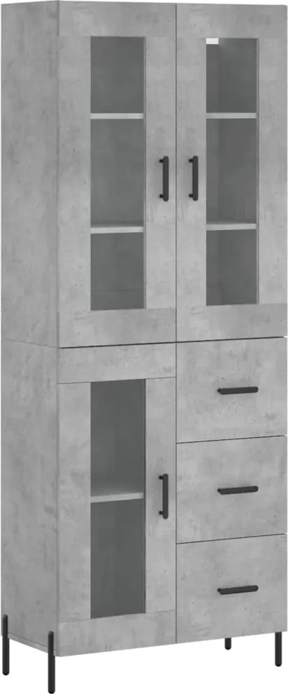 vidaXL Dulap înalt, gri beton, 69,5x34x180, lemn compozit