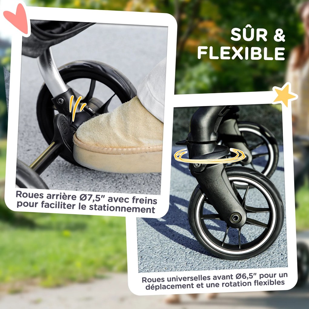 PawHut Cărucior pentru câini cu 4 roți, ușor și pliabil, pernă lavabilă, lesă de siguranță, ferestre multiple din plasă, gri | Aosom Romania