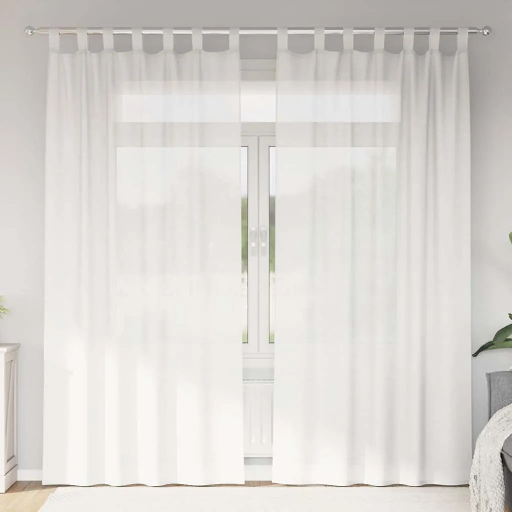 vidaXL Perdele Voile cu Bucle 2 buc Alb 140x225 cm