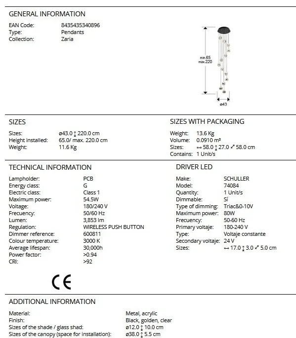 Lustra LED suspendata design decorativ modern Zaria 13L